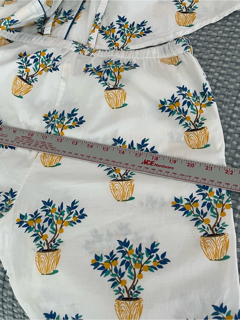 Printfesh Pajamas M Button Top Pants Lemon Tree Potted Plant Print 2 Piece SET - Picture 8 of 16